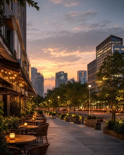 Pune cityscape with modern buildings and café culture